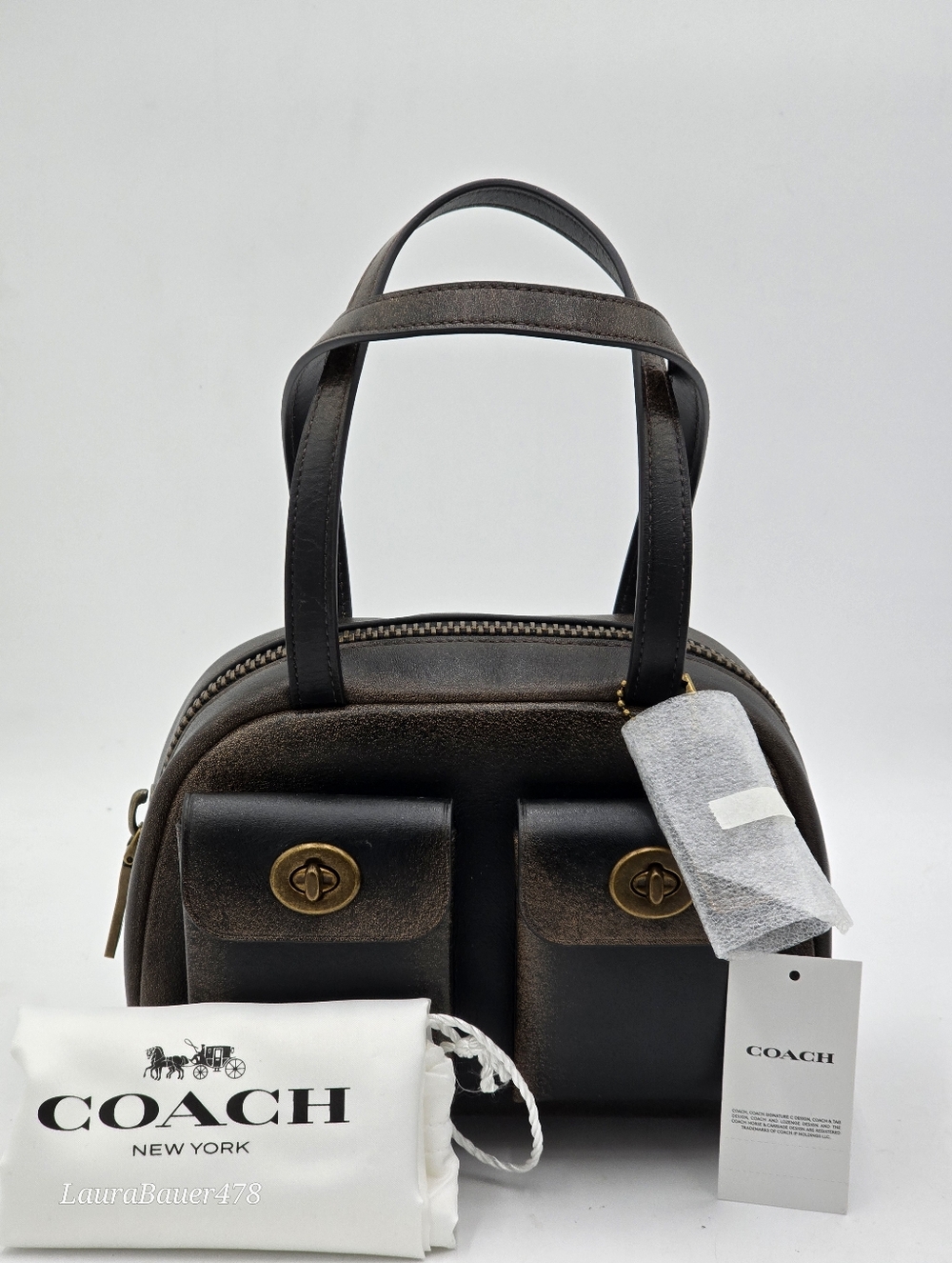 💥NWT💥Coach Twin Turnlock 20, Loved Leather
